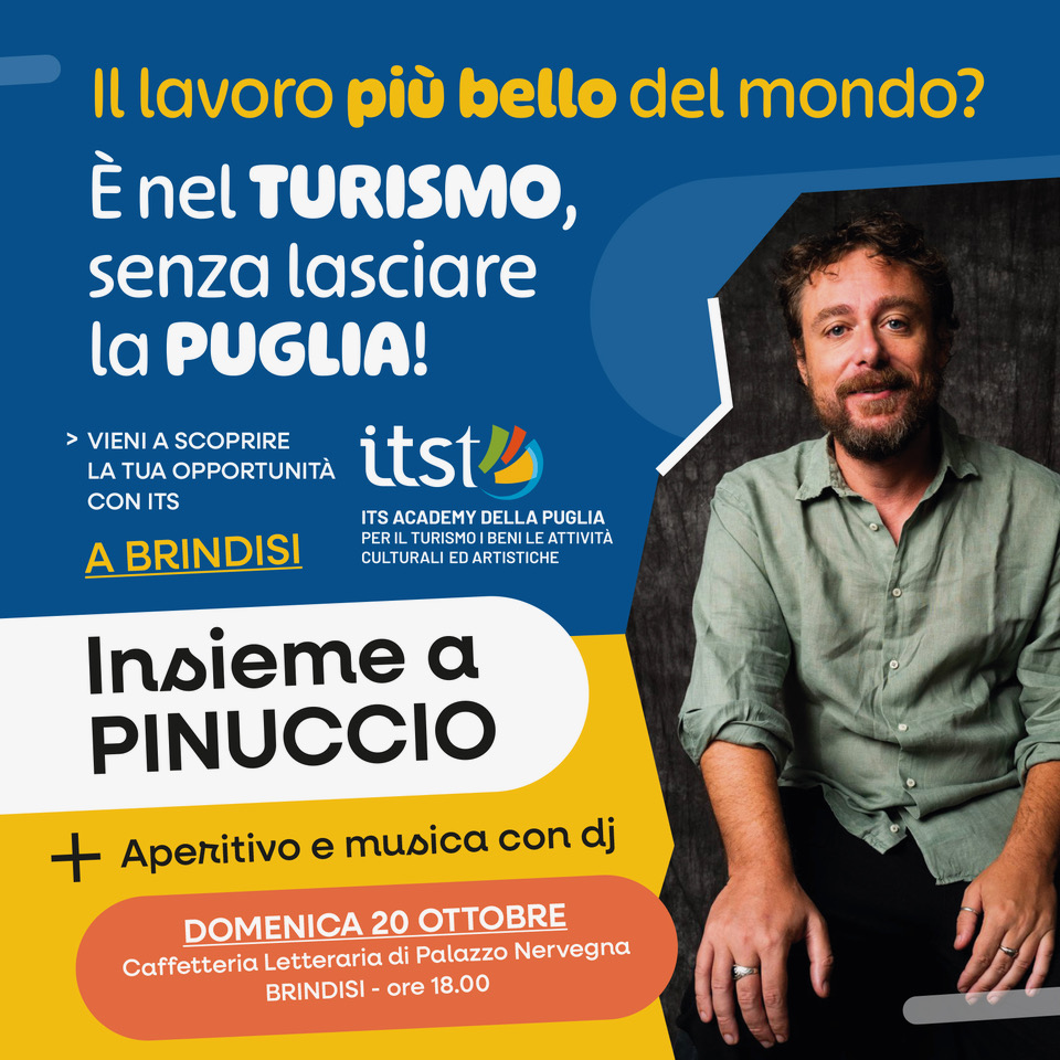 Formazione e lavoro nel turismo con l’ITS Academy: domenica l’happy hour al Nervegna caffè