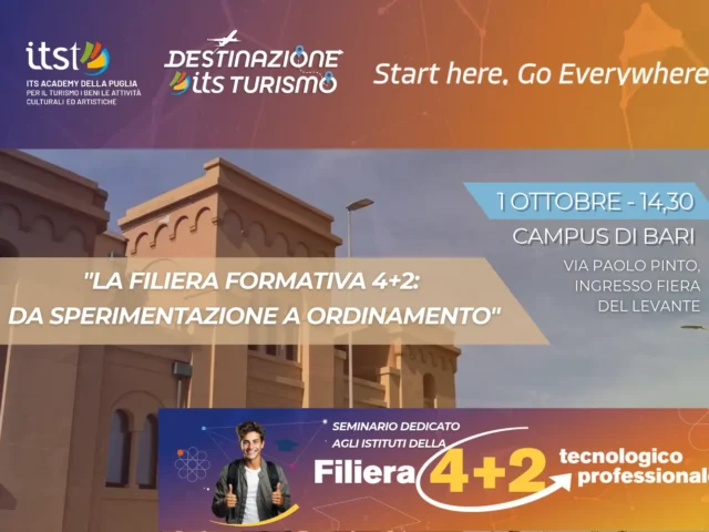 Filiera 4+2, scuole e ITS Academy Turismo Puglia a confronto per costruire insieme i nuovi percorsi