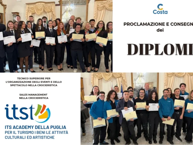 31 giovani ricevono il diploma ITS Academy Turismo Puglia: dalla formazione al lavoro a bordo delle navi Costa Crociere